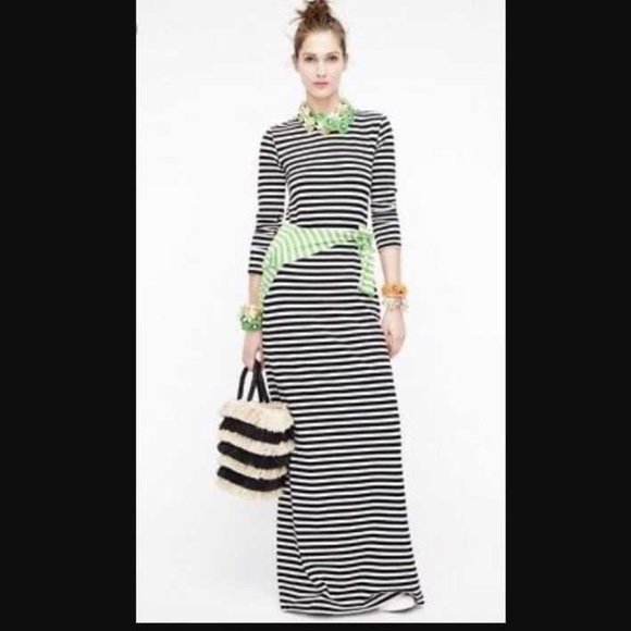 NEW WOMEN'S J CREW LONG SLEEVE STRIPED MAXI DRESS - Picture 2 of 10